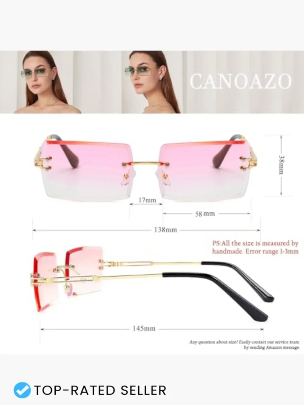 Rimless Rectangle Sunglasses Y2K Retro Frameless Eyewear Gradient Lens Square